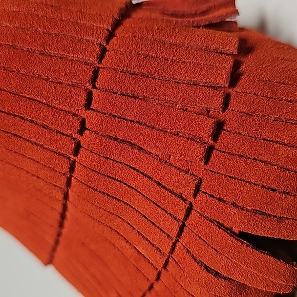 UGG Kendra Wedge Sandals Slides Espadrilles  Suede Leather Fringe Cork Orange 7 - Picture 14 of 16